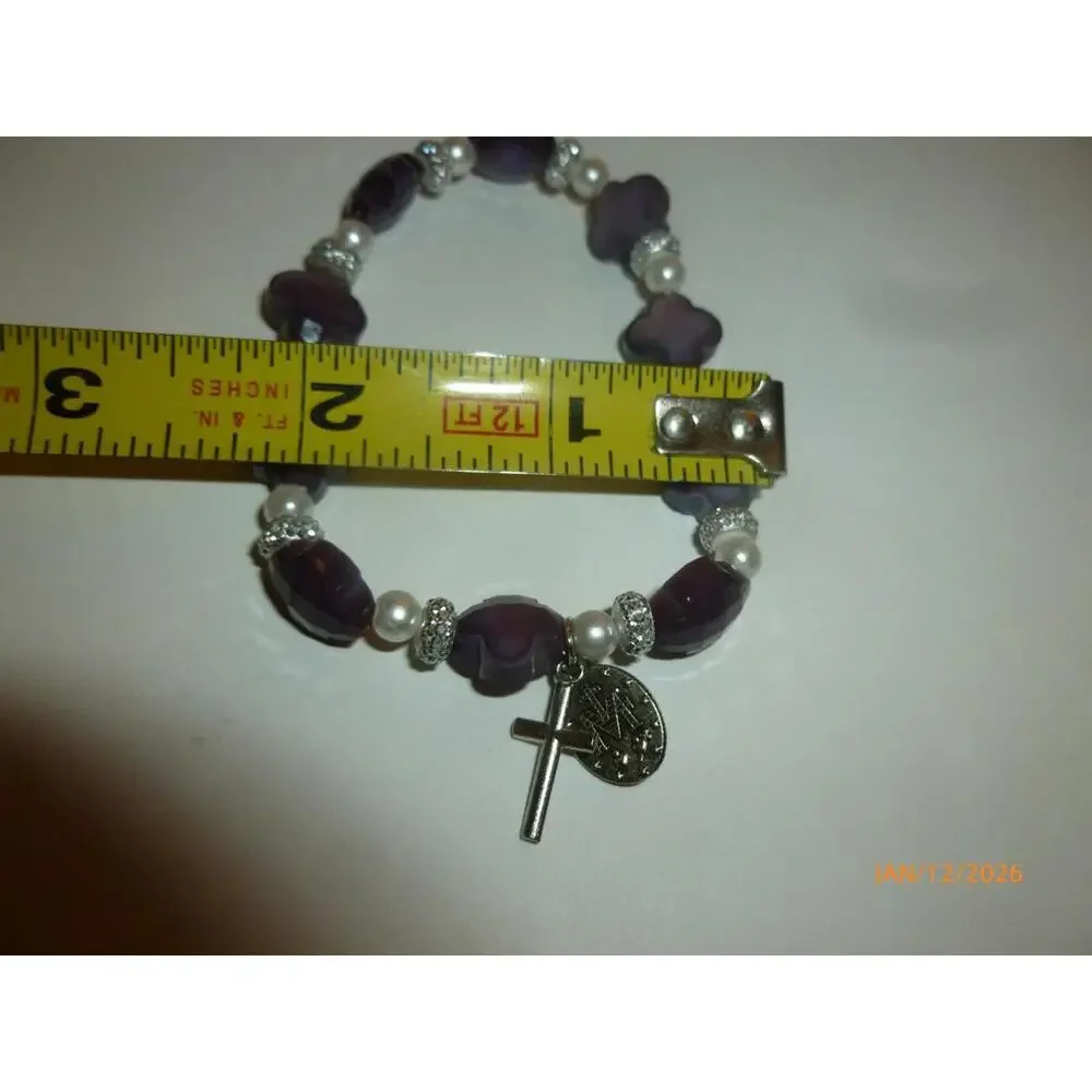 Cross Beads Stretch Bracelet Catholic‎ Religious